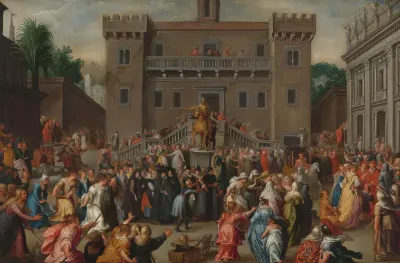 De oploop van de Romeinse vrouwen op het Capitool in Rome
