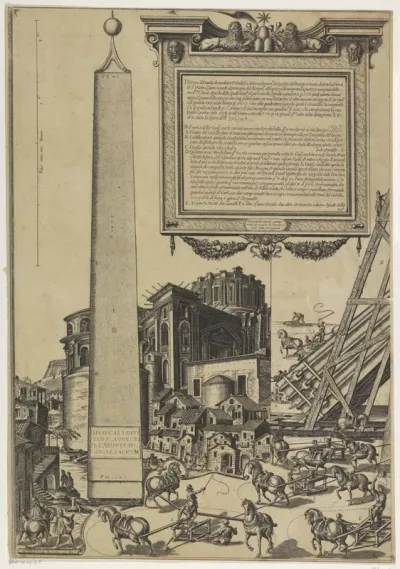 De oprichting van de obelisk op het St. Pietersplein