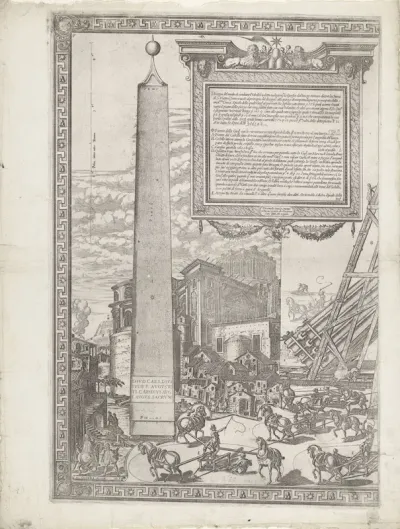 De oprichting van de obelisk op het St. Pietersplein