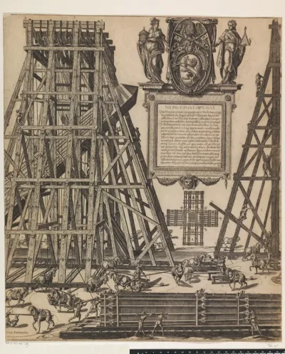 De oprichting van de obelisk op het St. Pietersplein