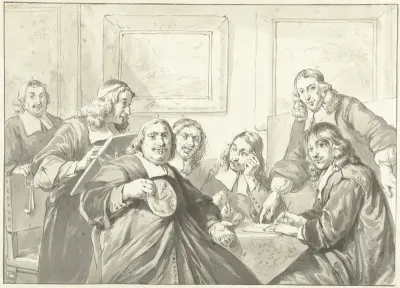 De overlieden van het Sint Lucasgilde te Haarlem, 1675.