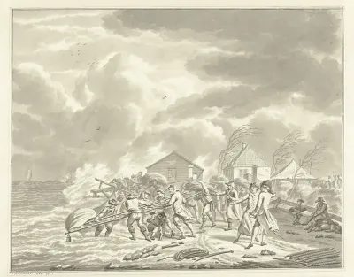 De overstroming van de Diemerzeedijk bij Amsterdam, 1776