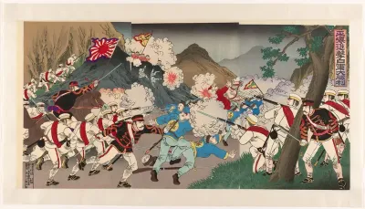 De overwinning van het Japanse leger bij de aanval op Pyongyang
