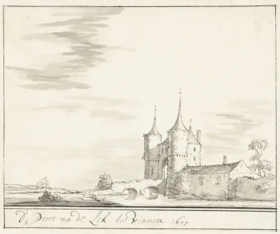 De poort aan de Lek te Vianen in 1607