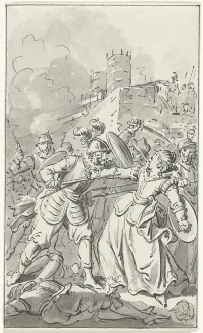 De prinses van Espinoy raakt gewond bij de verdediging van Doornik, 1581
