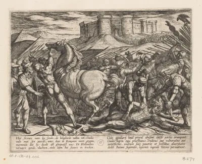 De Romeinen door Julius Civilis' paard misleid dat hij dood of gewond is
