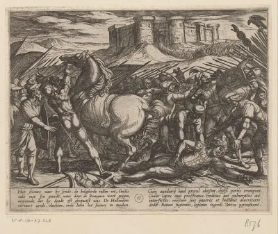 De Romeinen door Julius Civilis' paard misleid dat hij dood of gewond is