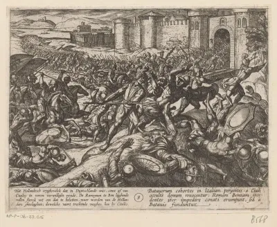 De Romeinen worden verslagen door de Nederlandse troepen te Bonn