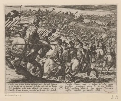 De Romeinse aanvoerder Cerialis en zijn leger vallen aan bij Trier