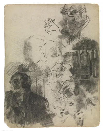 De schilder Alfred William Finch - en studie met flessen