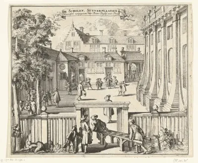 De scholen en reinigingsplaatsen bij de Portugese Synagoge te Amsterdam, ca. 1695