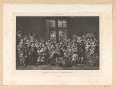 De schuttersmaaltijd in de Voetboogdoelen of St. Jorisdoelen te Amsterdam ter viering van het sluiten van de vrede van Munster, 18 juni 1648