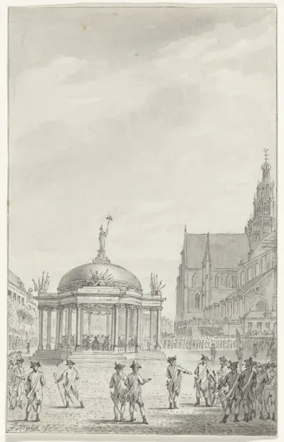 De Tempel op de Grote Markt te Haarlem ter gelegenheid van de beëdiging van het Regeringsreglement, 5 september 1787