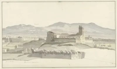 De thermen van Caracalla in Rome en Frascati in de verte