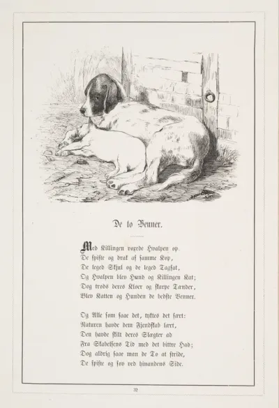 De to Venner. Illustration til H.V. Kaalund, "Fabler for Børn"
