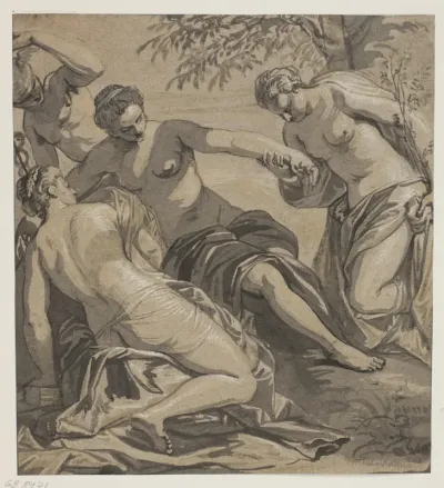De tre gratier og Merkur, efter Tintorettos maleri i Anticollegio, Dogepaladset, Venedig