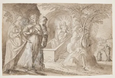De tre Maria’er ved Jesu grav, med “Domine quo vadis” i baggrunden