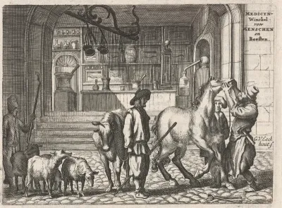 De veearts in een apotheek