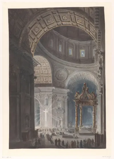 De verlichting van het kruis in de Sint-Pieter in Rome
