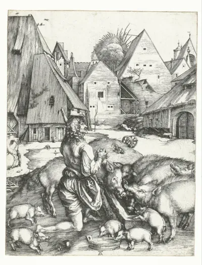 De verloren zoon bij de zwijnen