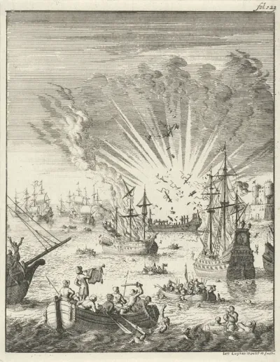 De verrassing van drie Portugese galjoenen in de Baai van Goa, 30 september 1639