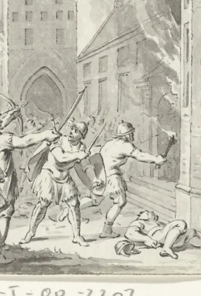 De verwoesting van het paleis te Nijmegen door de Noormannen, 881