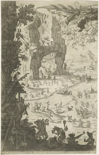 De verzoeking van de heilige Antonius (linker deel)