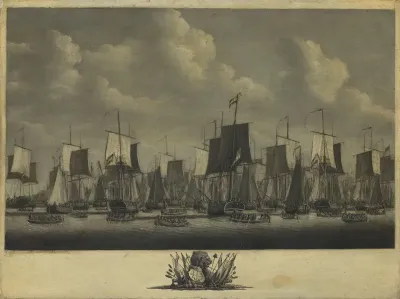 De vloot verlaat de haven van Vlissingen, 1804