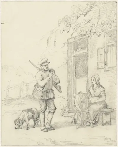 De vrouw bij het spinnewiel
