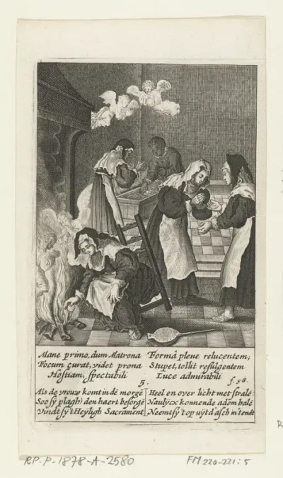 De vrouw vindt de hostie in het vuur, 5