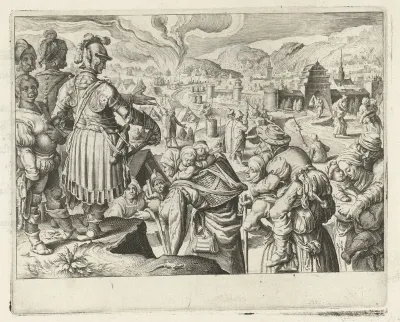 De vrouwen van Weinsberg dragen hun mannen op de rug de stad uit
