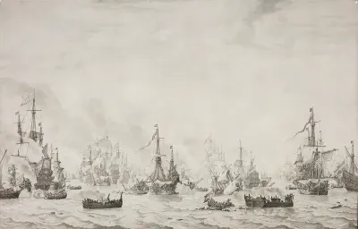 De zeeslag tegen de Spaanse Armada bij Duins