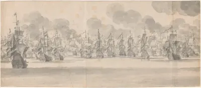 De Zeeslag voor Katwijk (middenblad), 1653