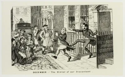 December - "The Winter of Our Discontent" from George Cruikshank's Steel Etchings to The Comic Almanacks: 1835-1853