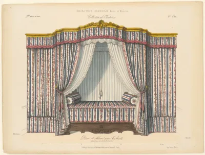 "Décor d'Alcove avec Cabinets (Galerie bois doré, et Étoffe Perse)", aus: Le Garde-meuble