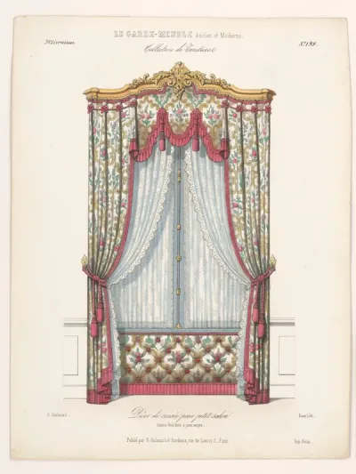 "Decor de croisée pour petite salon. Galerie Bois doré à pans coupés.", aus: Le Garde-meuble