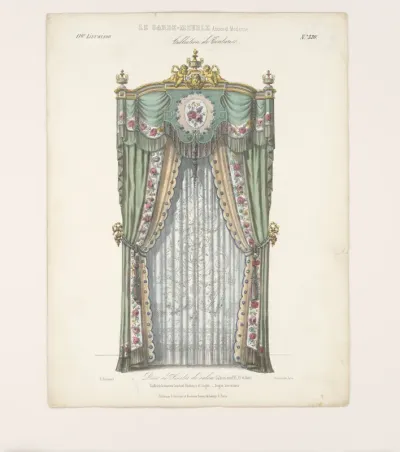 "Décor de Fenêtre de salon" "Galerie Louis XVI, Or et blanc", aus: Le Garde-meuble