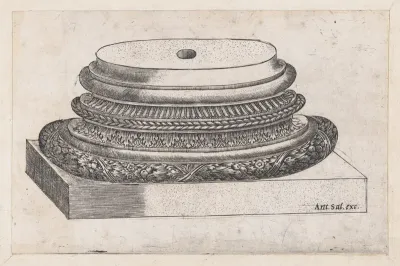 Decorated base, from "Speculum Romanae Magnificentiae"