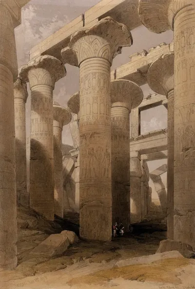 Decorated columns at Karnak, Egypt