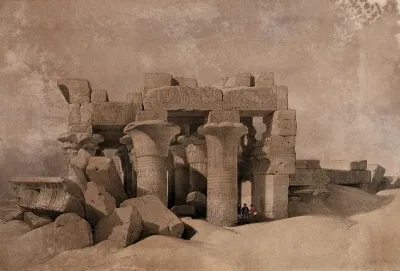 Decorated columns of the ruins at Kom Ombo, Egypt