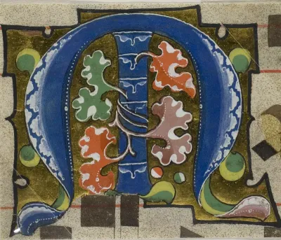 Decorated Initial "M" with Flowers from a Choirbook