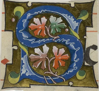 Decorated Initial "S" with Flowers from a Choirbook