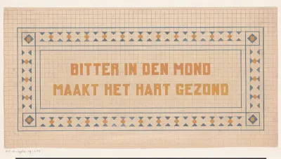Decoratief kader met de spreuk 'bitter in den mond maakt het hart gezond'
