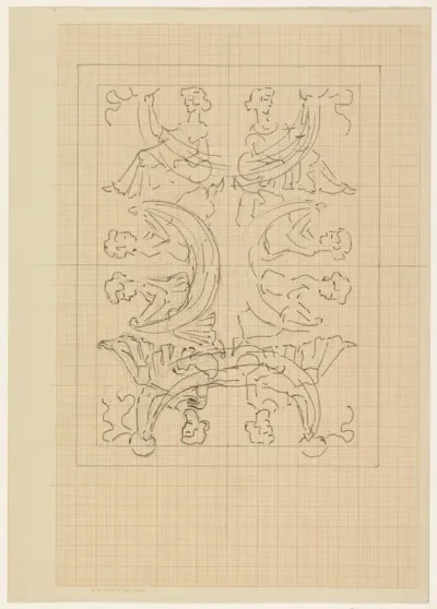 Decoratief ontwerp met acht zittende vrouwen