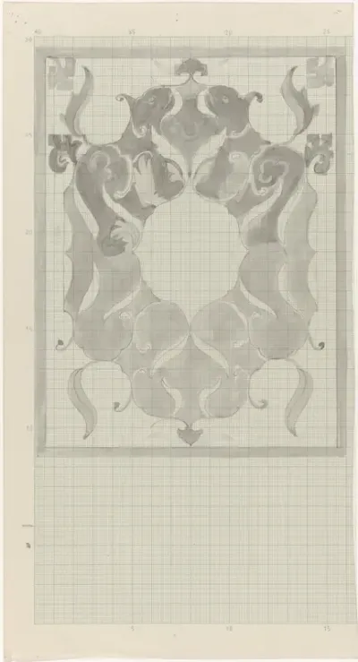 Decoratief ontwerp met gestileerde leeuwen