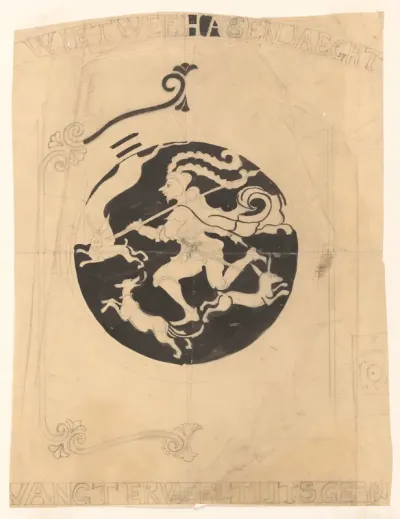 Decoratief ontwerp met hazenjager