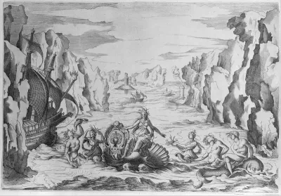 Decoration of a Fountain, from an Album with Prints recording the Festivities and Decorations organized in Florence for the 1589 Wedding of Archduke Ferdinand de' Medici and Christine of Lorraine