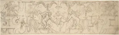 Decorative Frieze with Putti Playing on a Swing