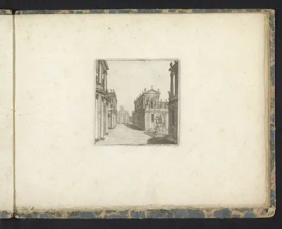 Decorontwerp met een straat en een ruiterstandbeeld