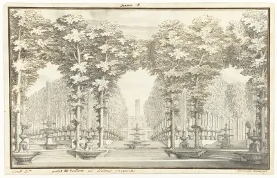 Decorontwerp voorstellende de tuin van het Keizerlijk Paleis